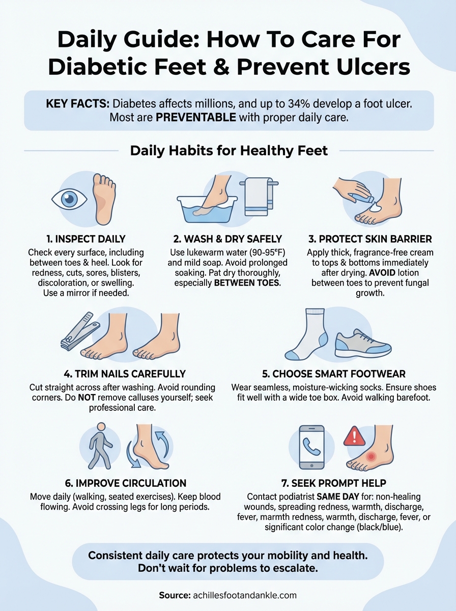 how to care for diabetic feet infographic