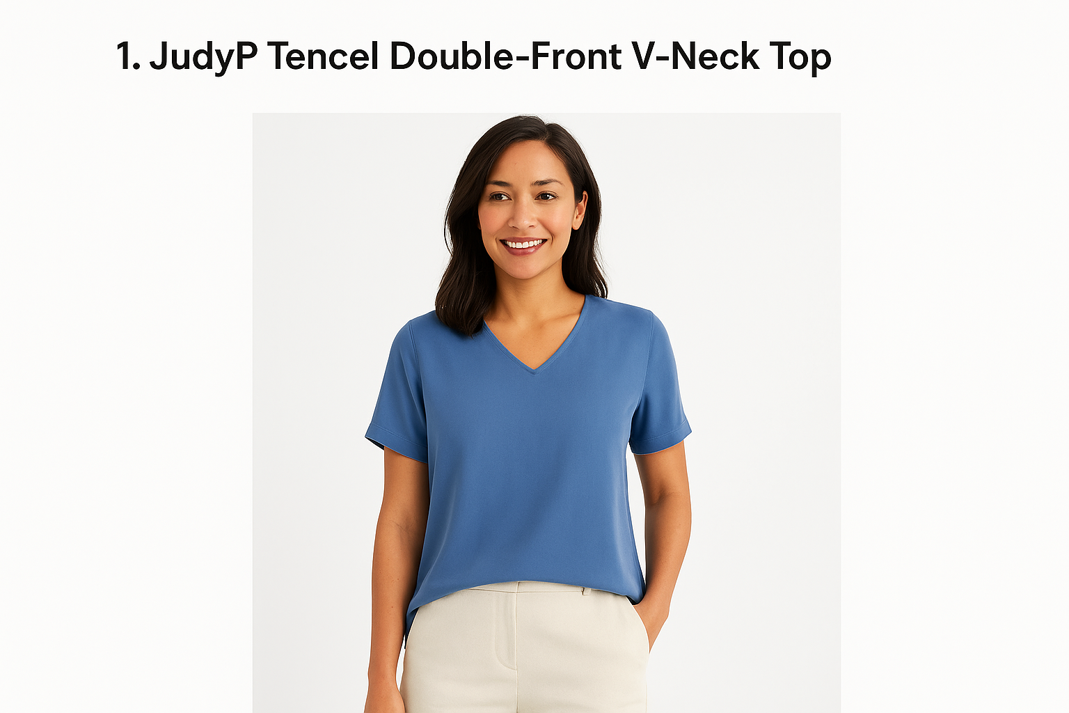 1. JudyP Tencel Double-Front V-Neck Top