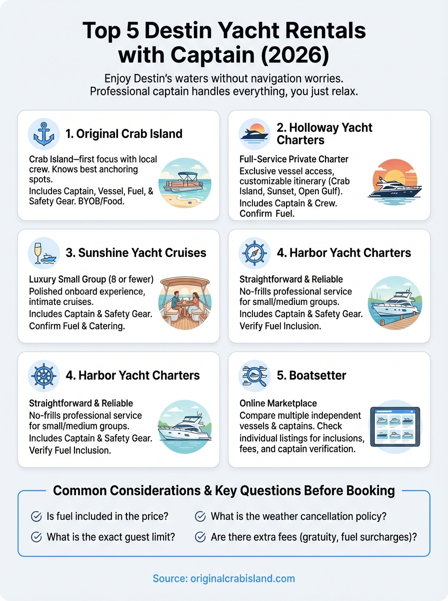 destin yacht rental with captain infographic
