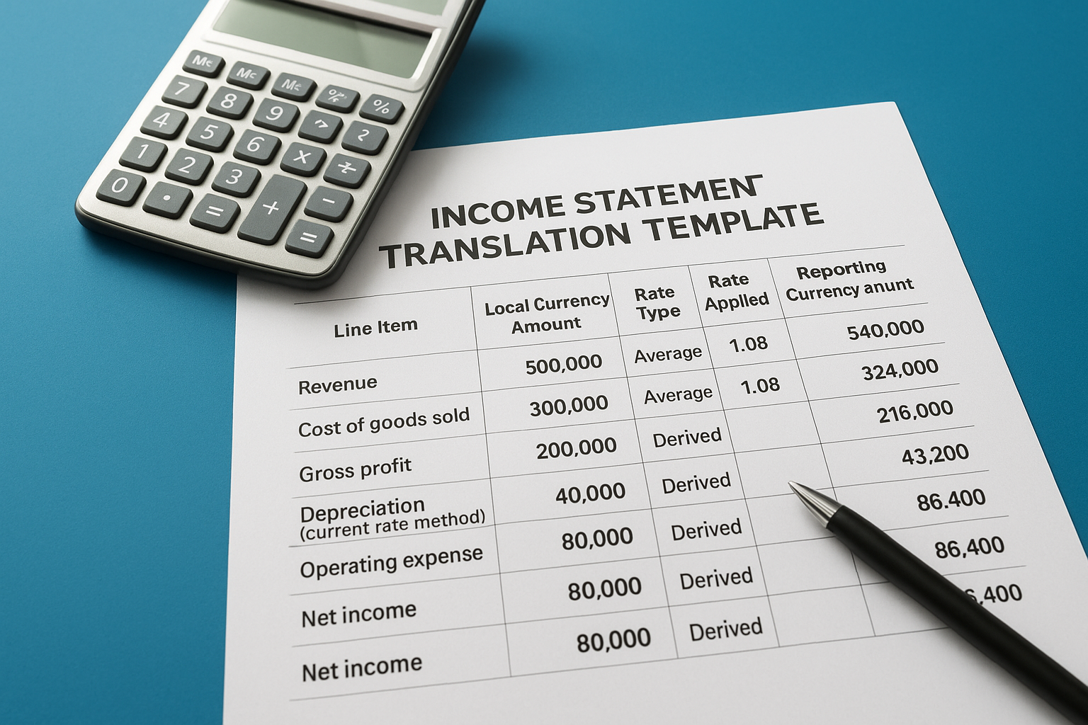 Build your income statement translation template