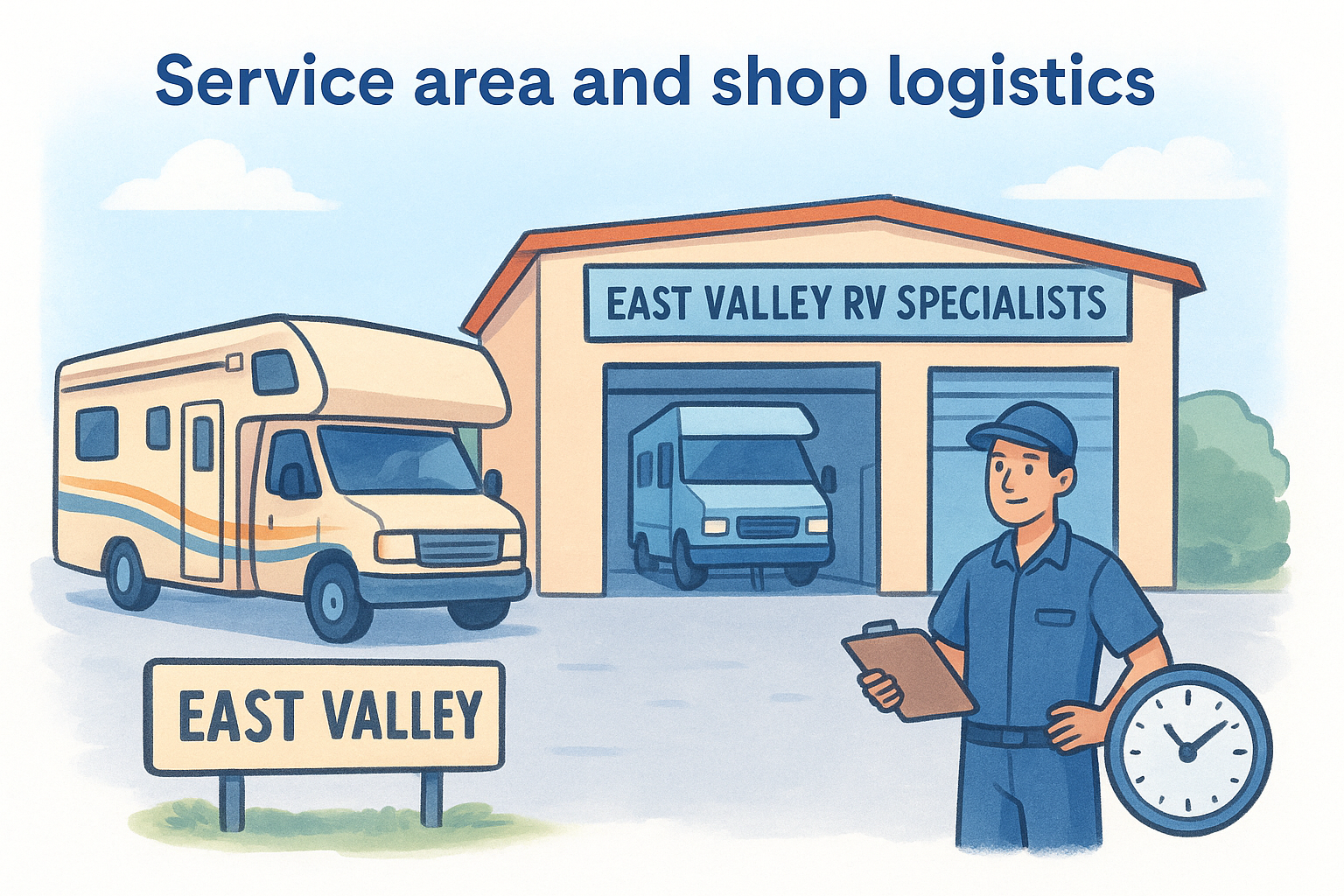Service area and shop logistics
