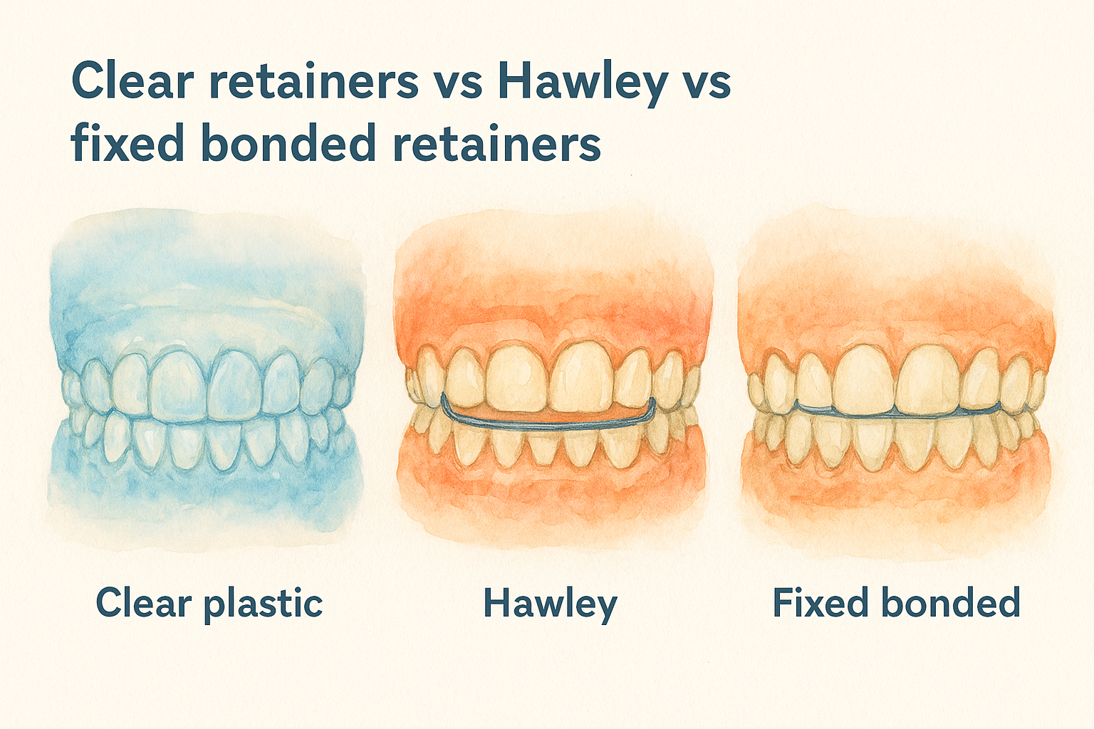 Clear retainers vs Hawley vs fixed bonded retainers