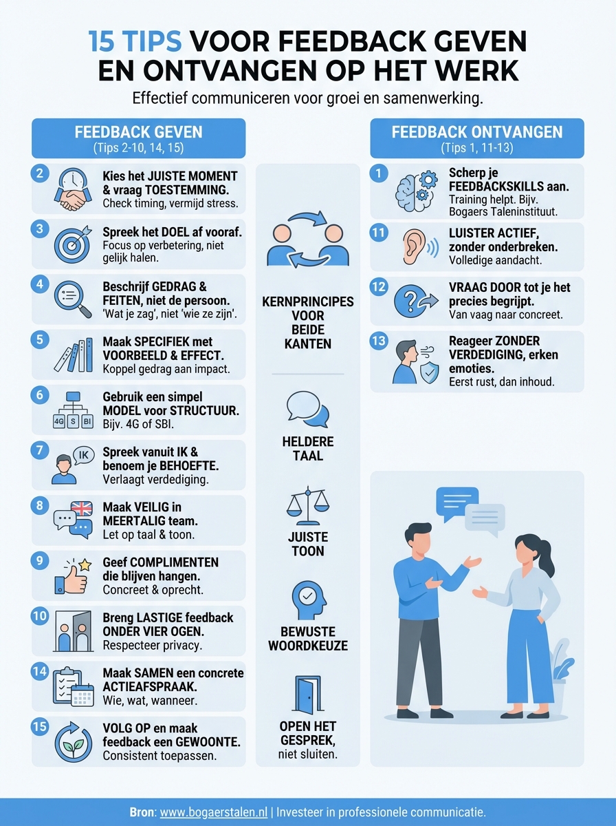 feedback geven en ontvangen tips infographic