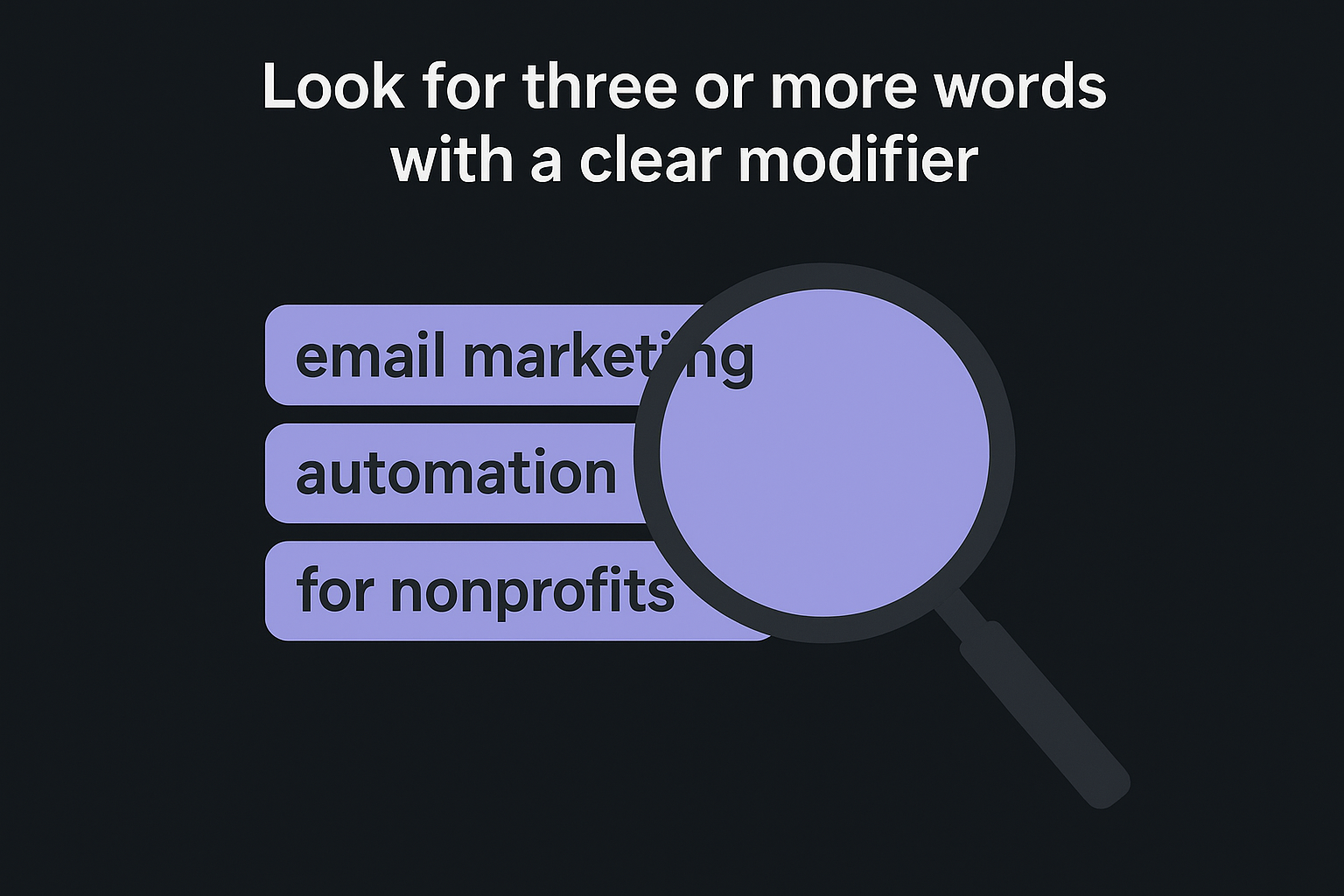 Look for three or more words with a clear modifier