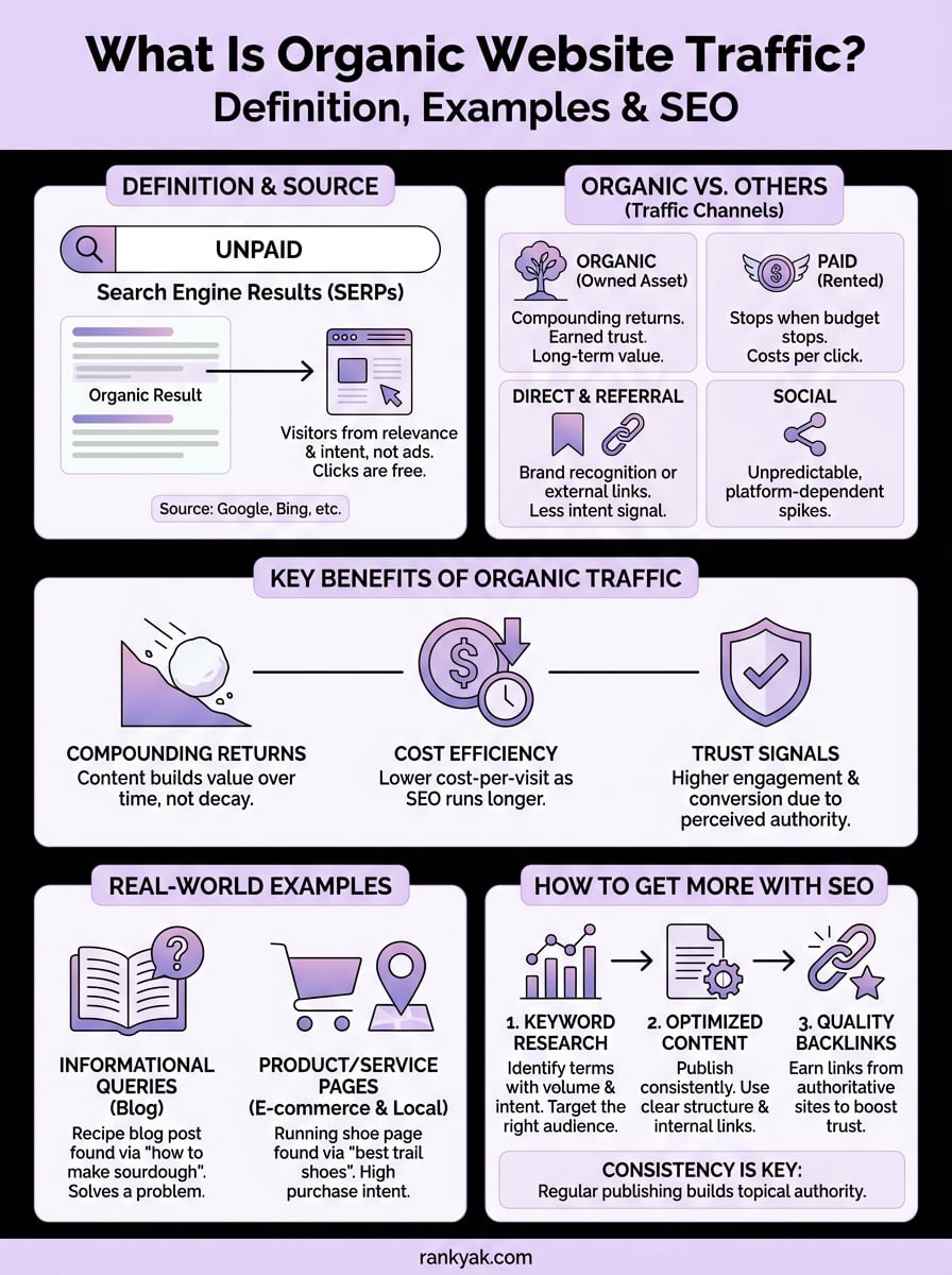 what is organic website traffic infographic