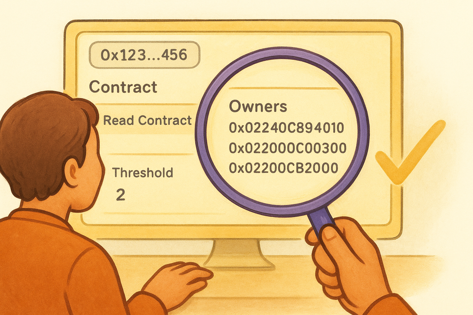 Read the owner list and threshold on-chain