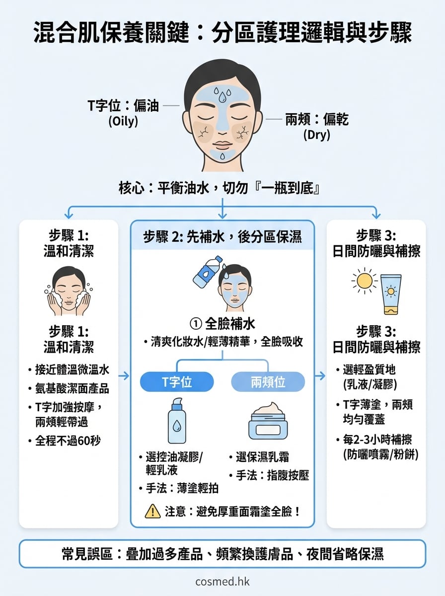 混合肌保養步驟 infographic