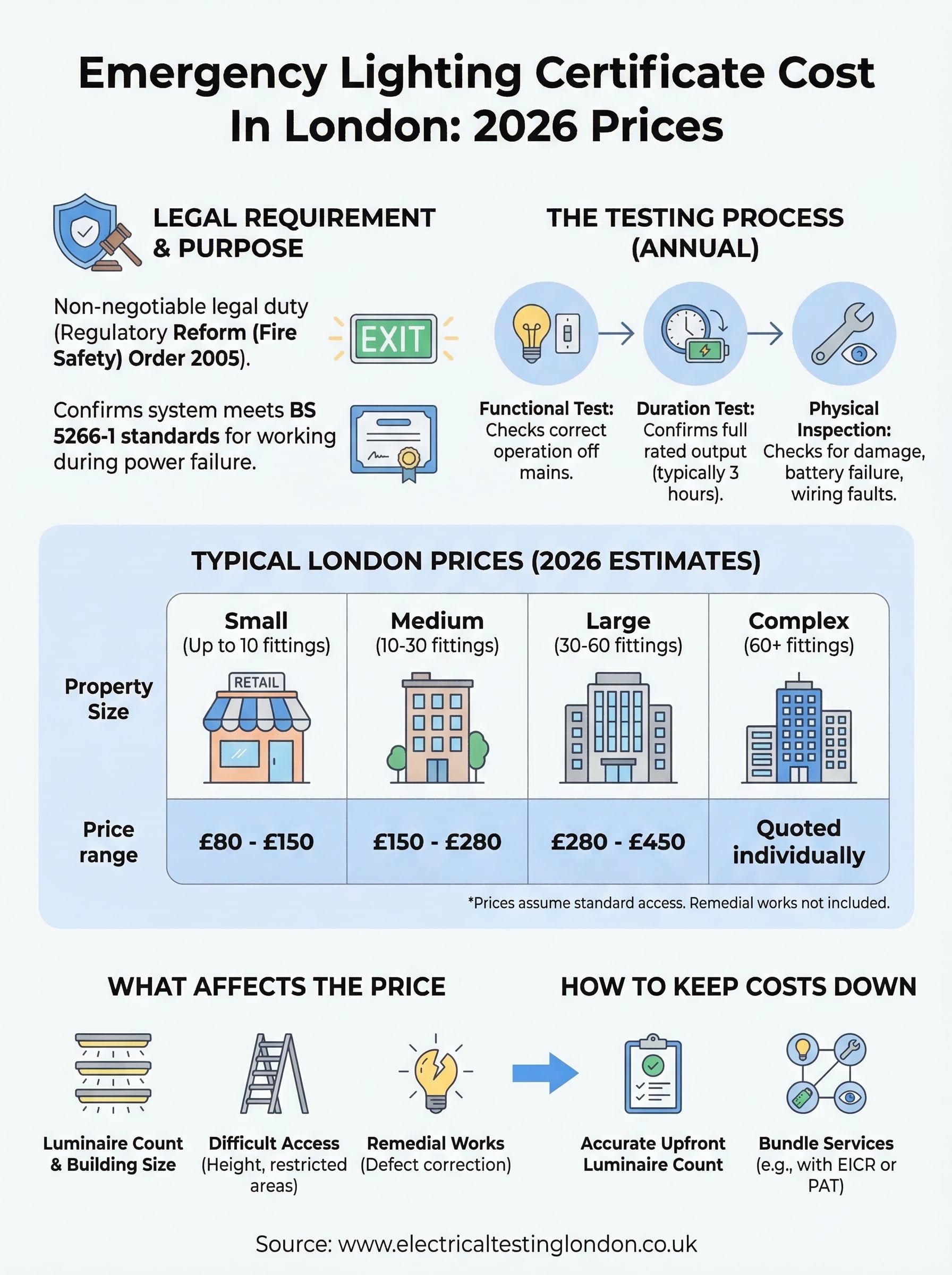 emergency lighting certificate cost infographic