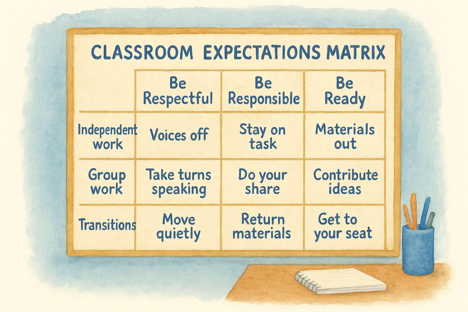 3. Build a classroom expectations matrix