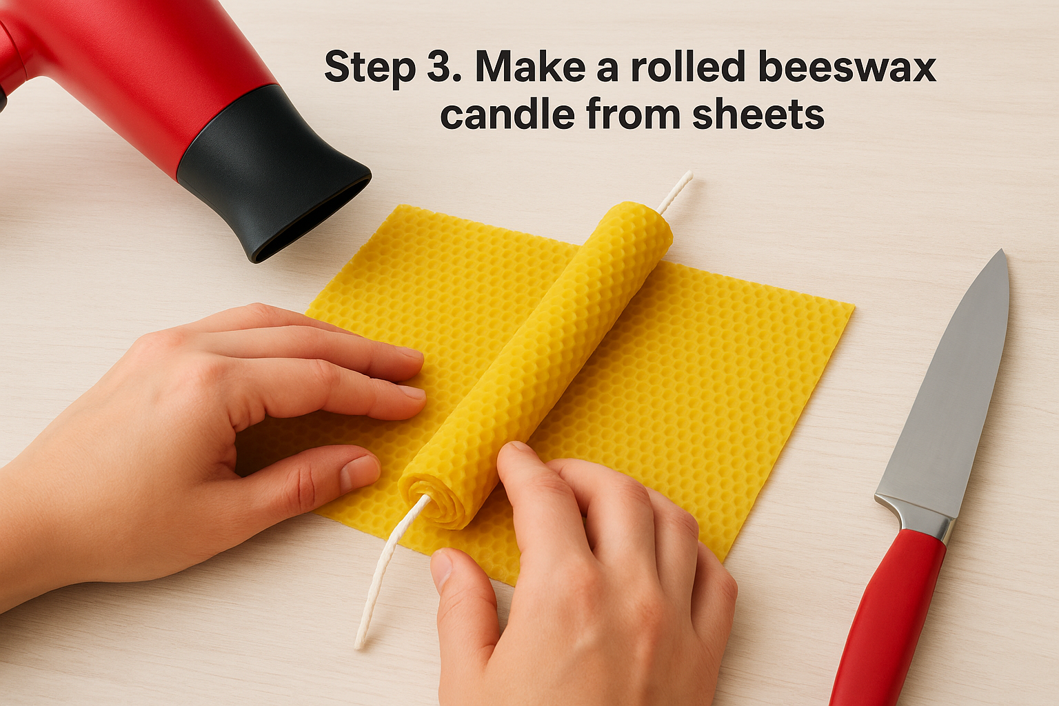 Step 3. Make a rolled beeswax candle from sheets