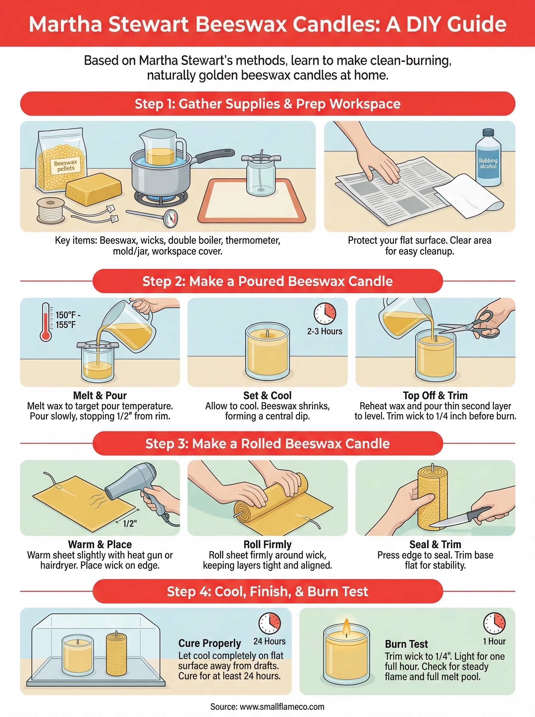 martha stewart beeswax candles infographic
