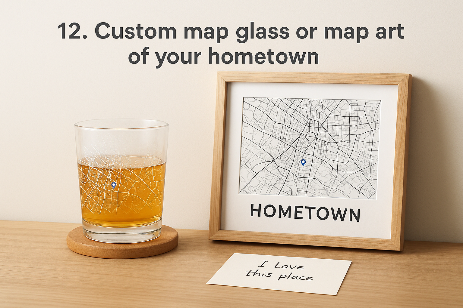 12. Custom map glass or map art of your hometown