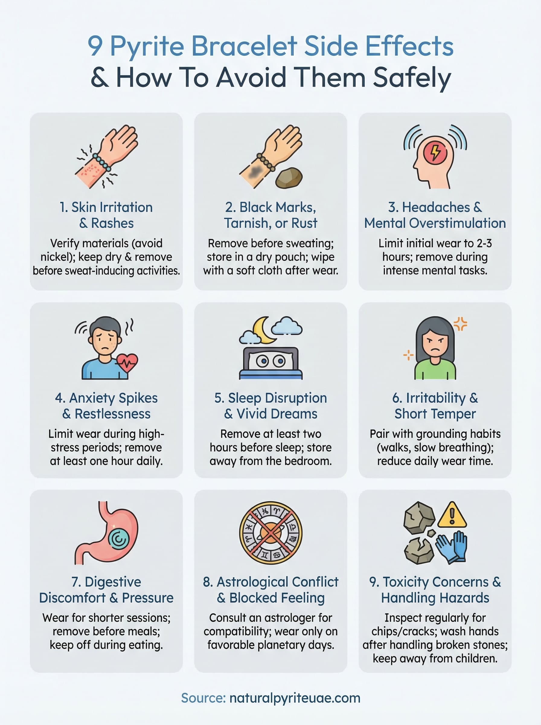 pyrite bracelet side effects infographic