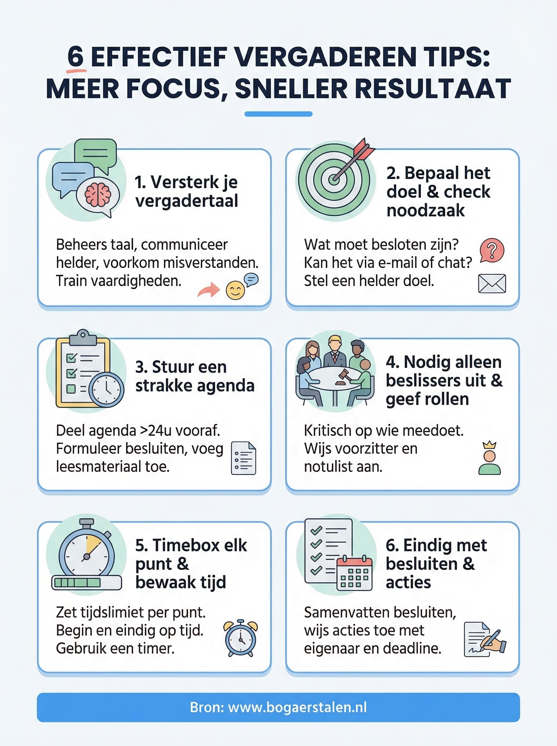 effectief vergaderen tips infographic