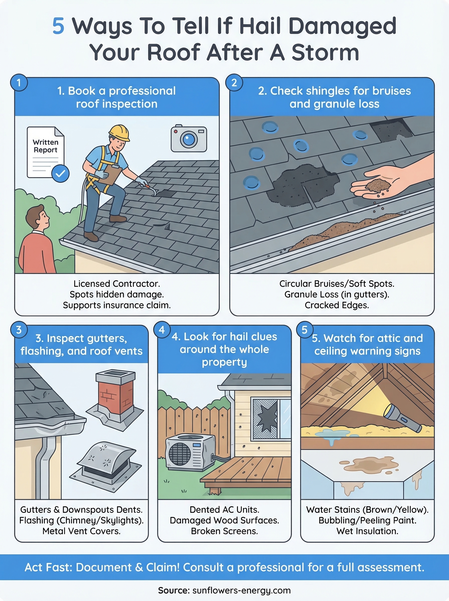 how to tell if hail damaged your roof infographic
