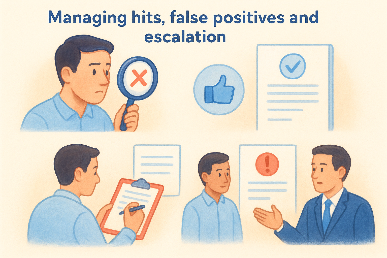 Managing hits, false positives and escalation