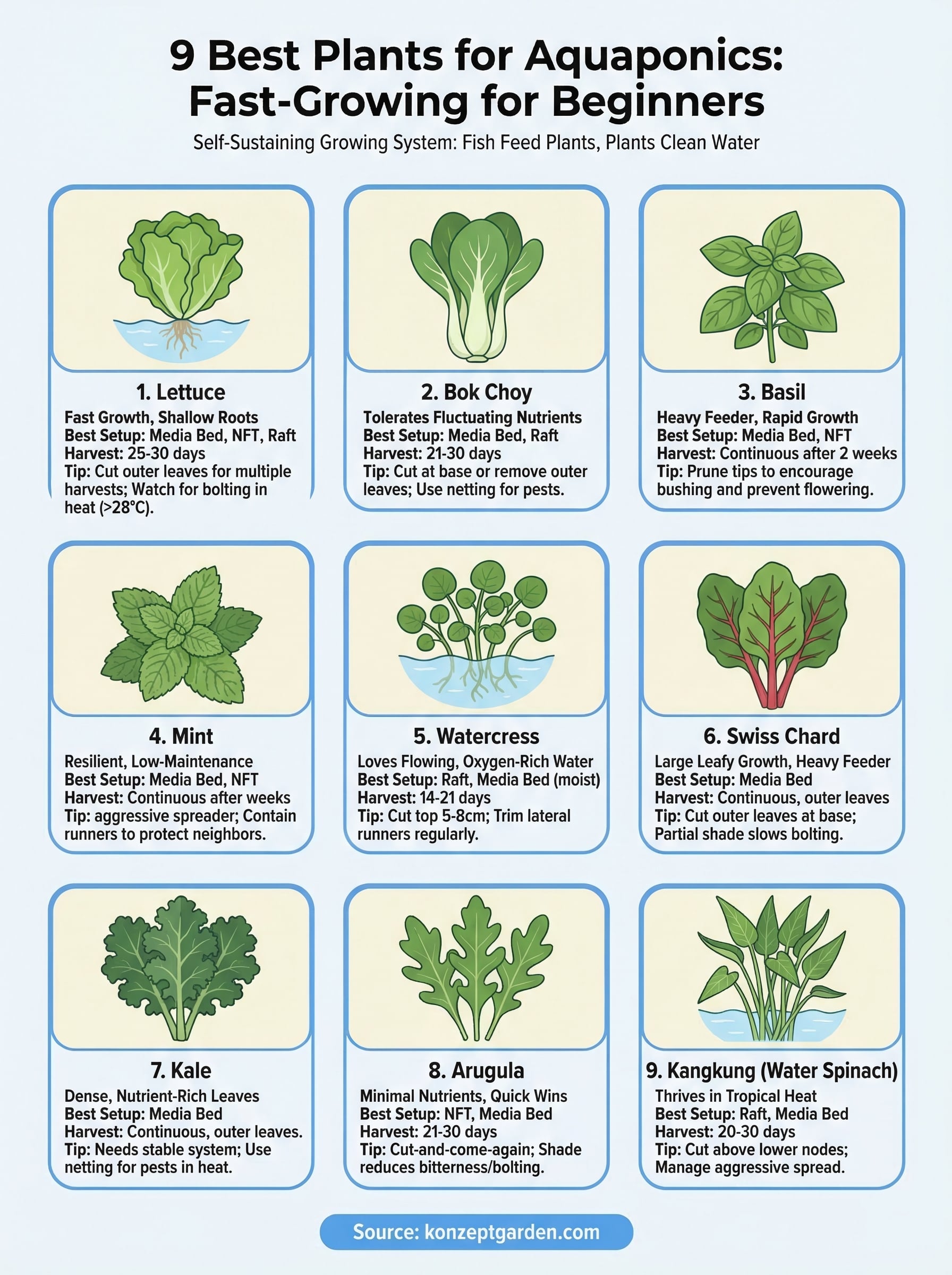 best plants for aquaponics infographic