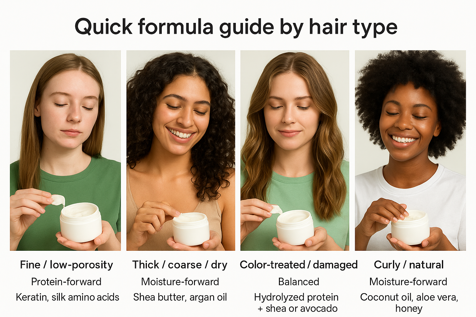 Quick formula guide by hair type