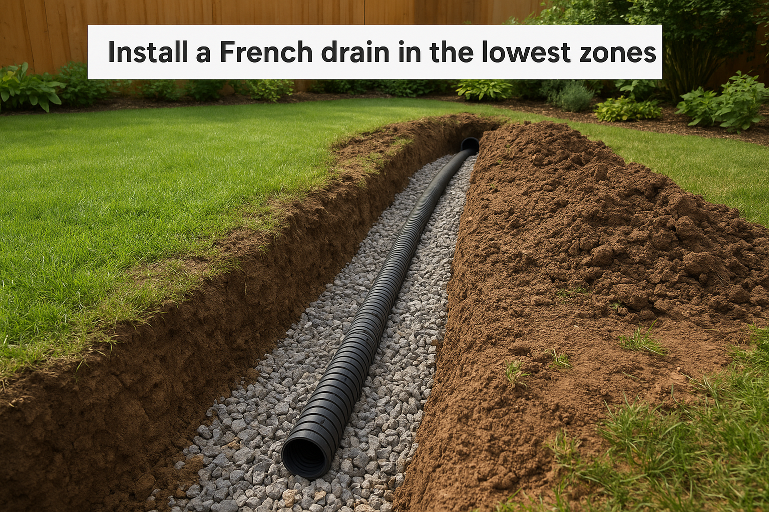 Install a French drain in the lowest zones