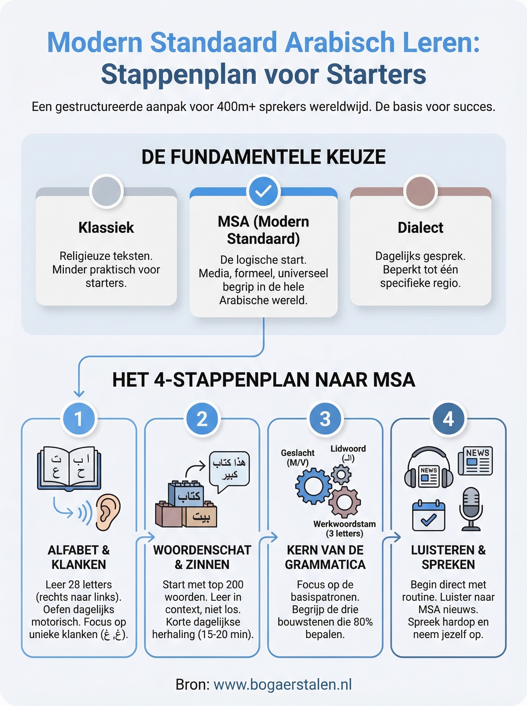 modern standaard arabisch leren infographic