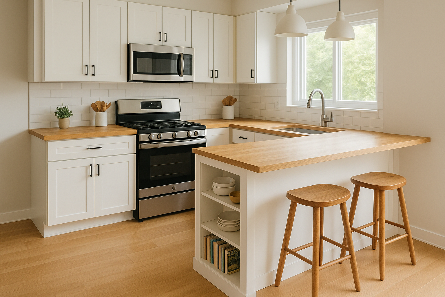 5. L-shaped kitchen with a slim peninsula