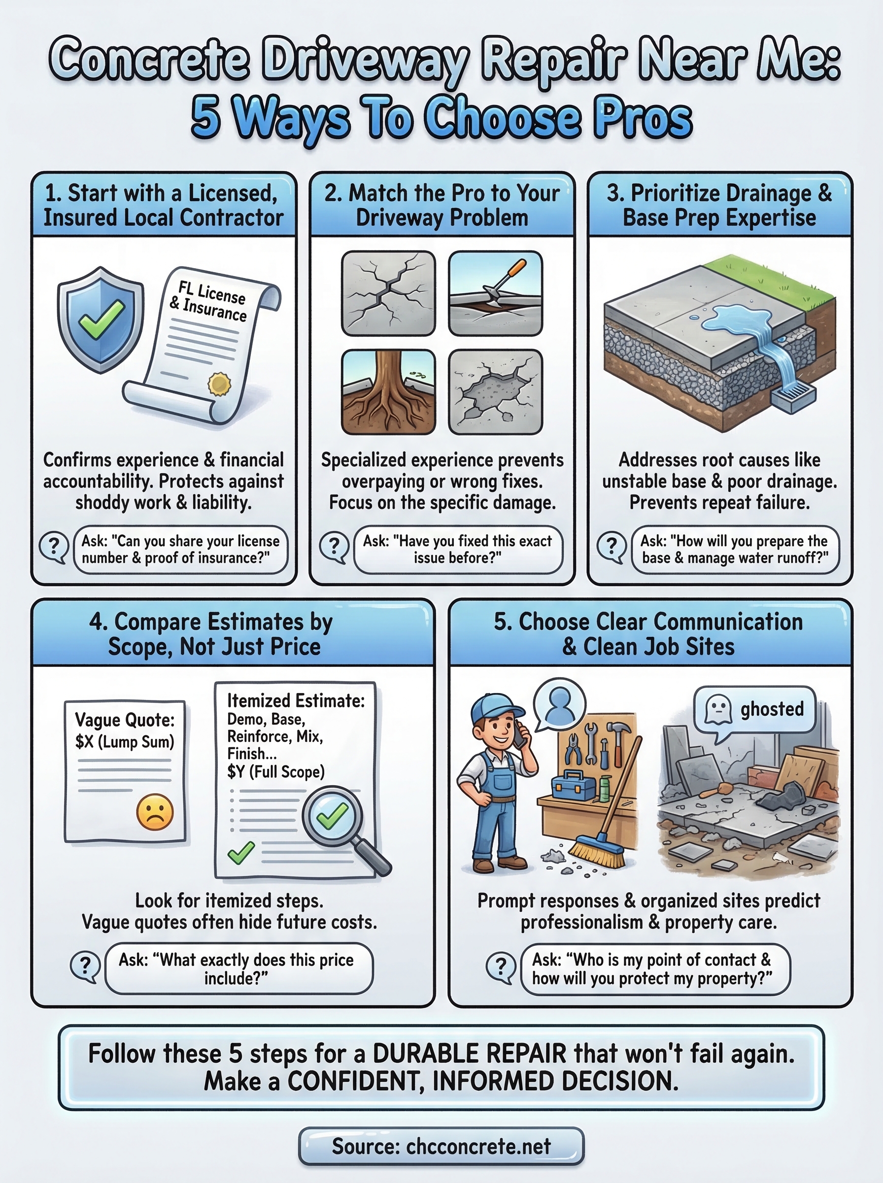concrete driveway repair near me infographic