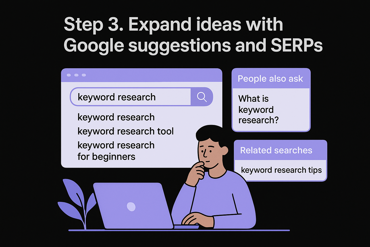 Step 3. Expand ideas with Google suggestions and SERPs