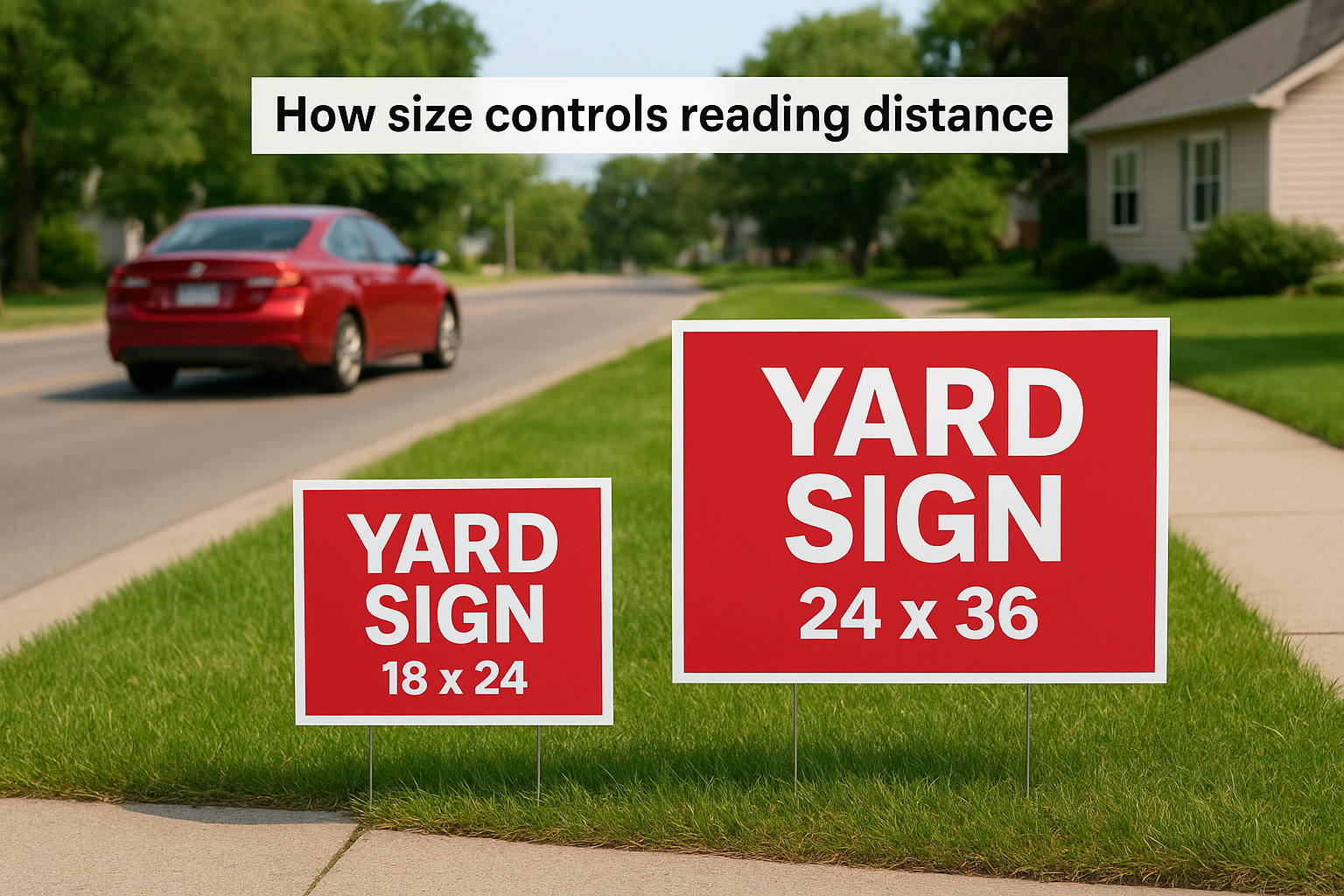 How size controls reading distance