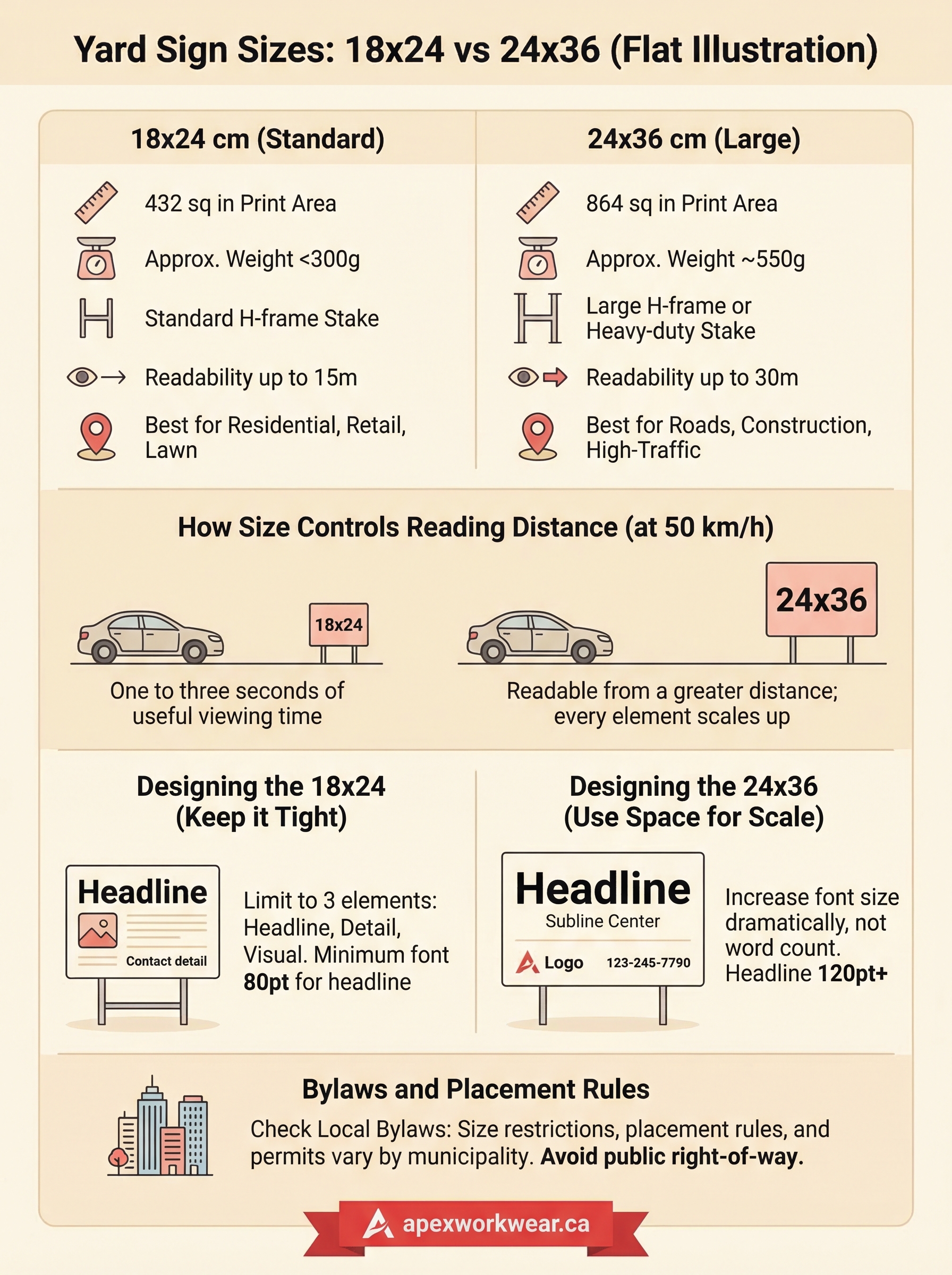 yard sign sizes (18x24 vs 24x36) infographic