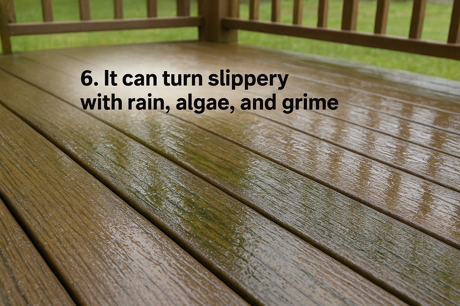 6. It can turn slippery with rain, algae, and grime