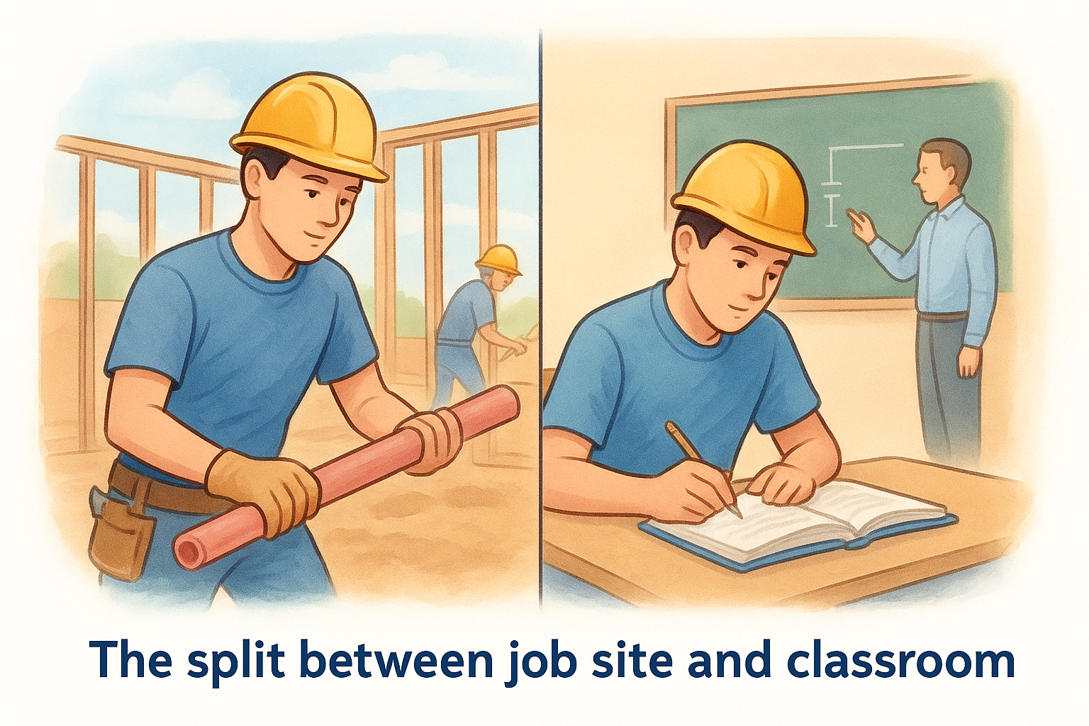 The split between job site and classroom