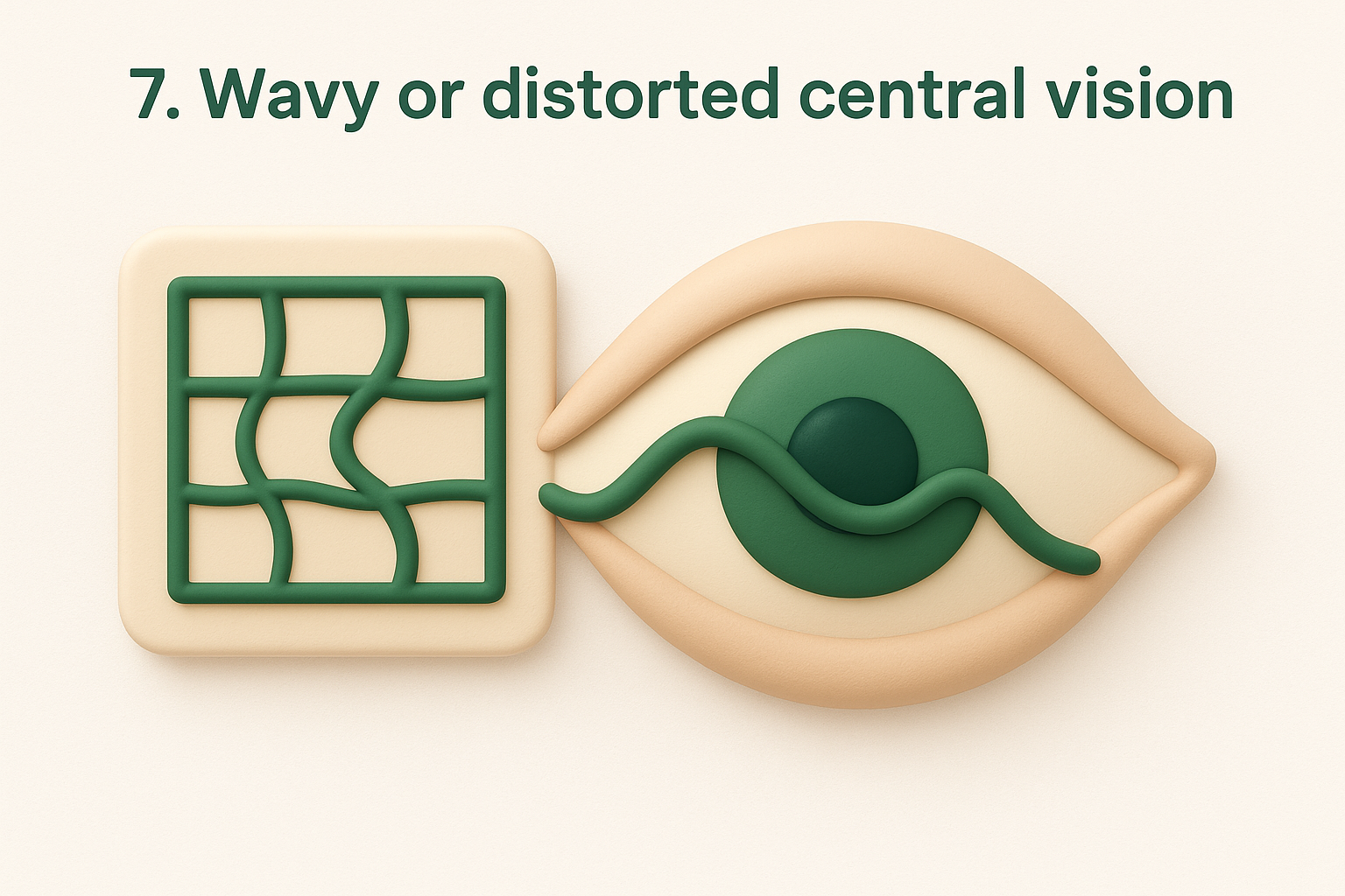 7. Wavy or distorted central vision