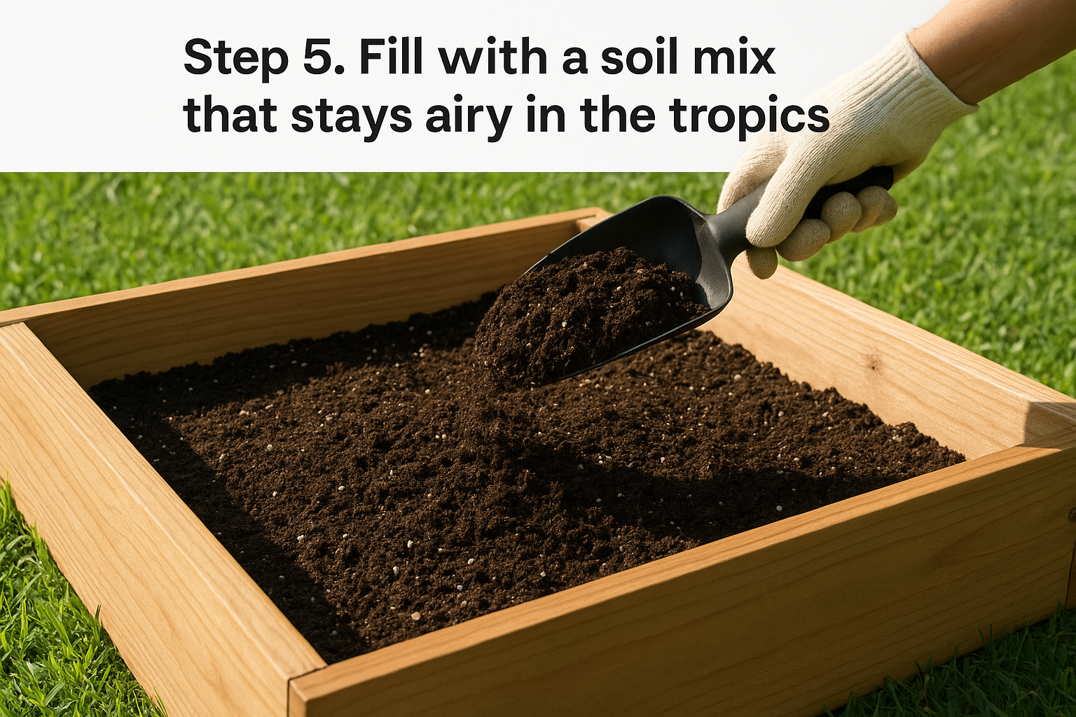 Step 5. Fill with a soil mix that stays airy in the tropics