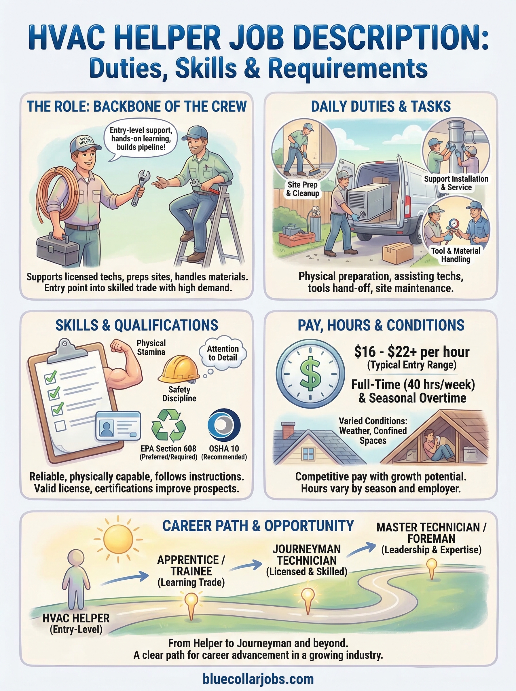 hvac helper job description infographic