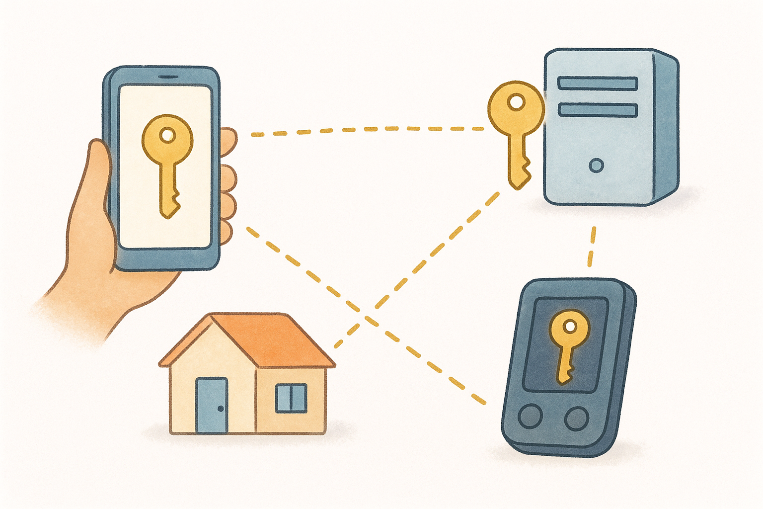 How the keys are distributed across devices and locations
