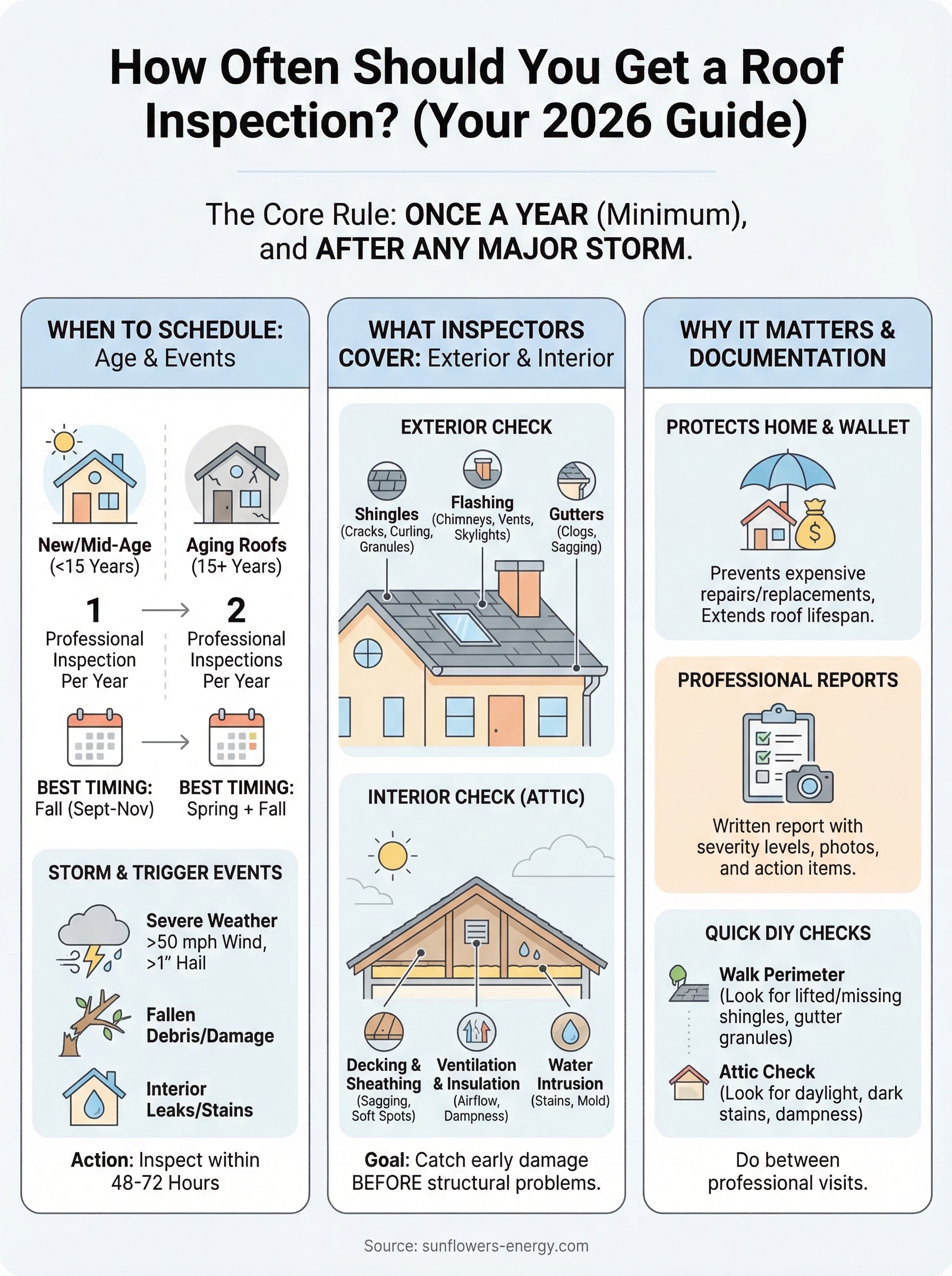 how often should you get a roof inspection infographic