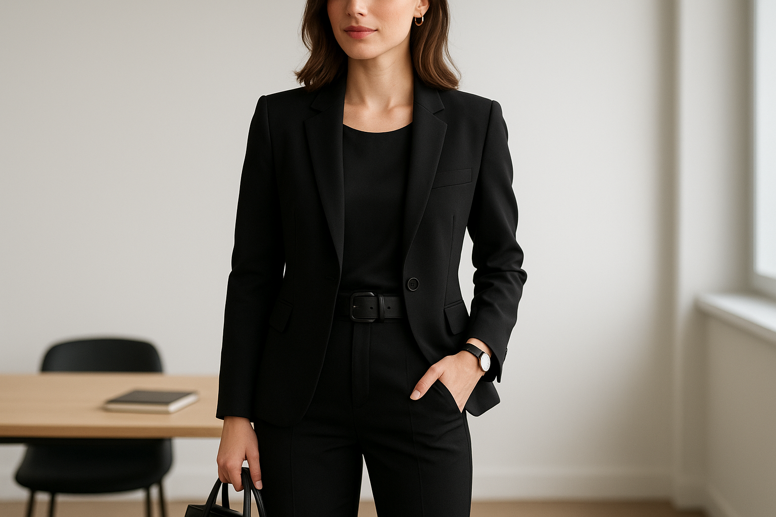 Tailleur professionnel femme avec ceinture automatique