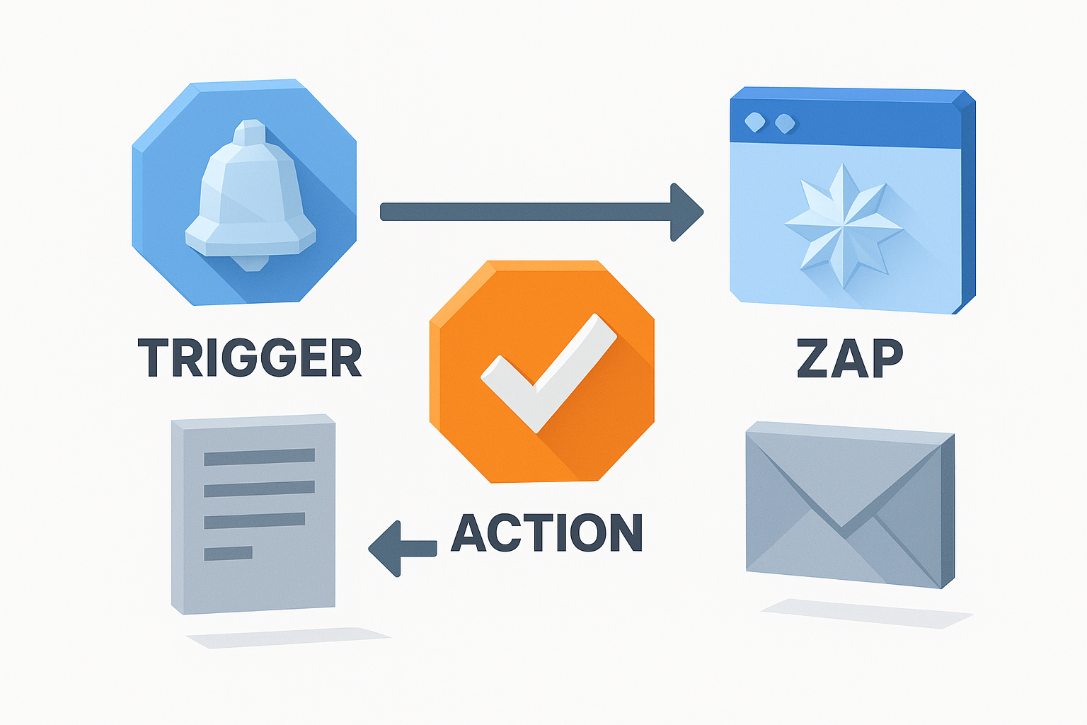 The core building blocks: triggers, actions, and Zaps