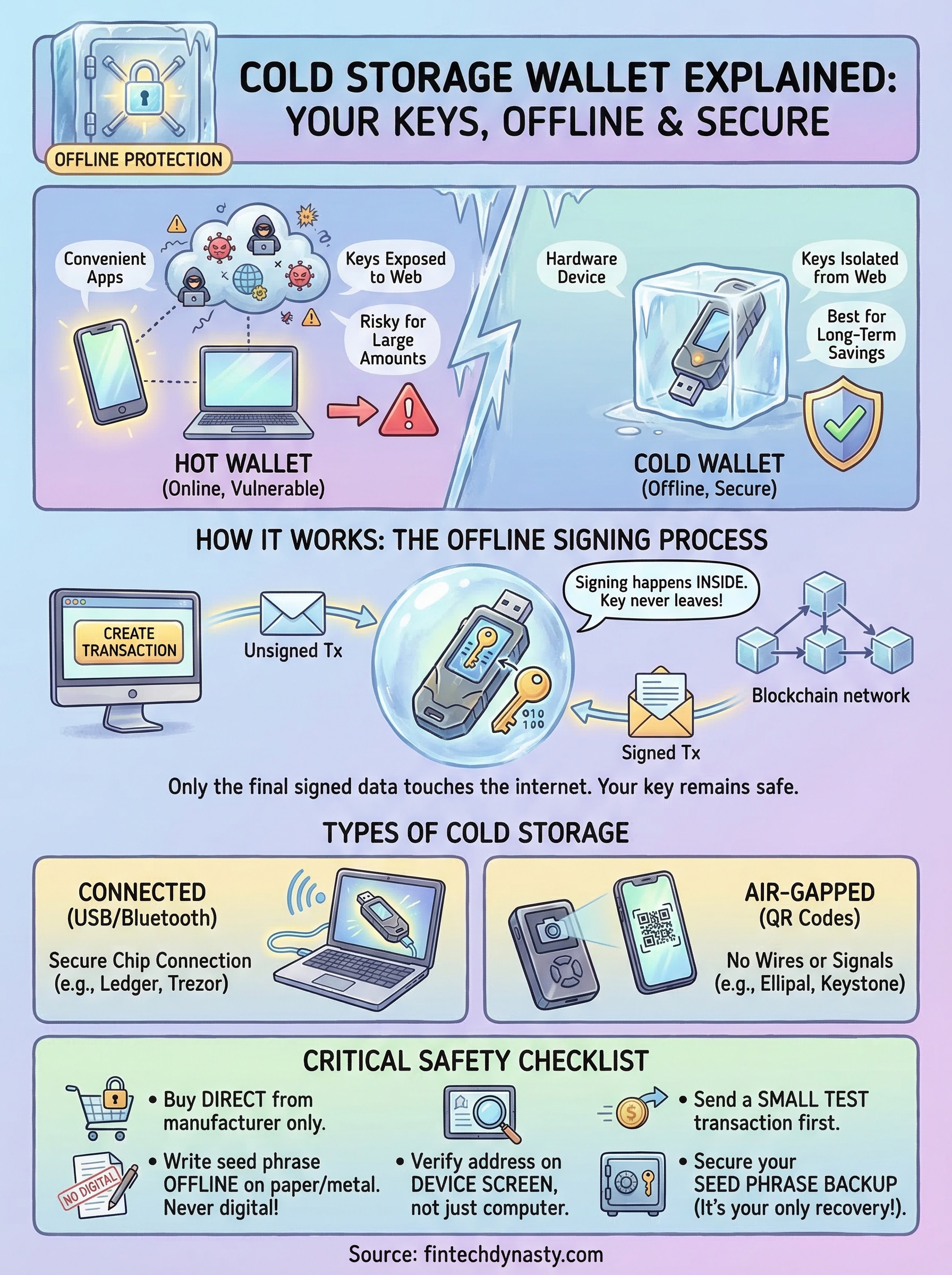 cold storage wallet explained infographic