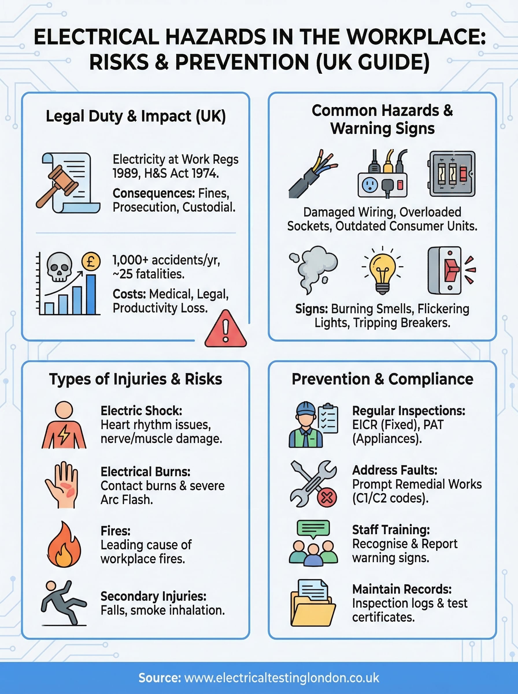 electrical hazards in the workplace infographic
