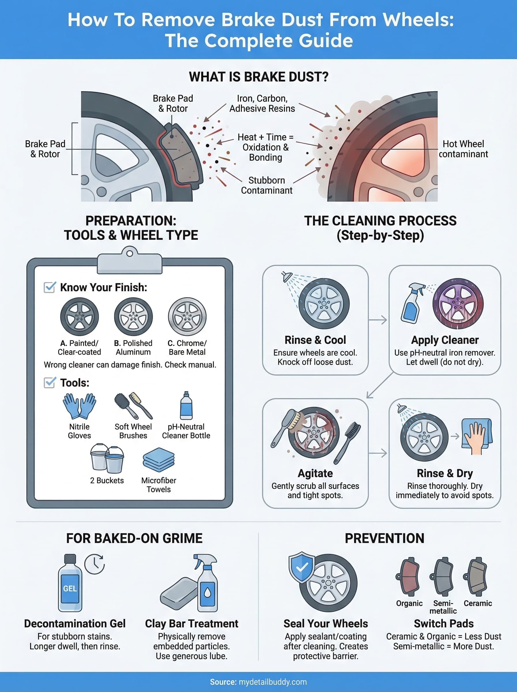 how to remove brake dust from wheels infographic
