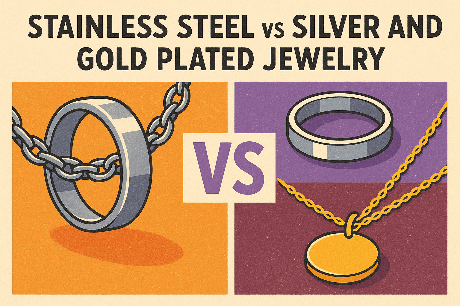 Stainless steel vs silver and gold plated jewelry