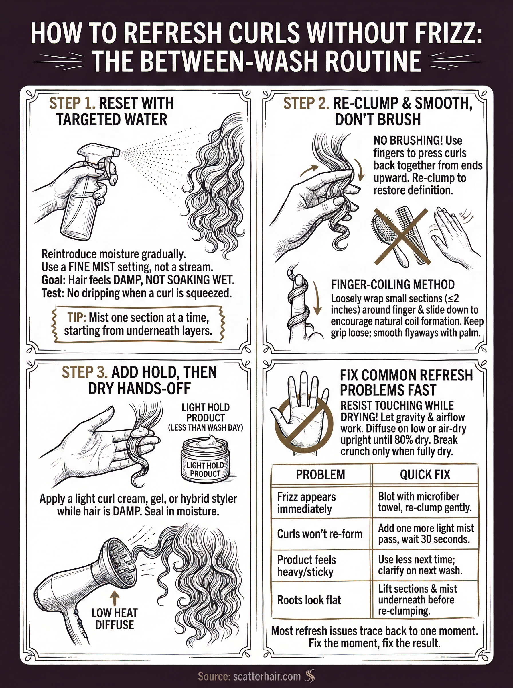 how to refresh curls without frizz infographic