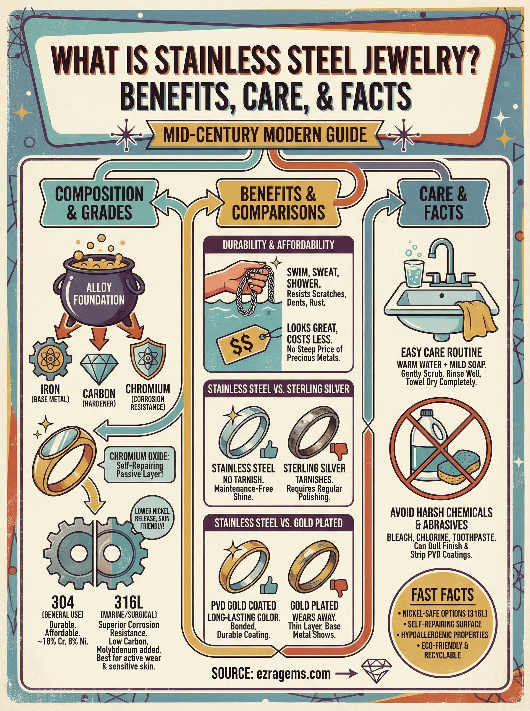 what is stainless steel jewelry infographic