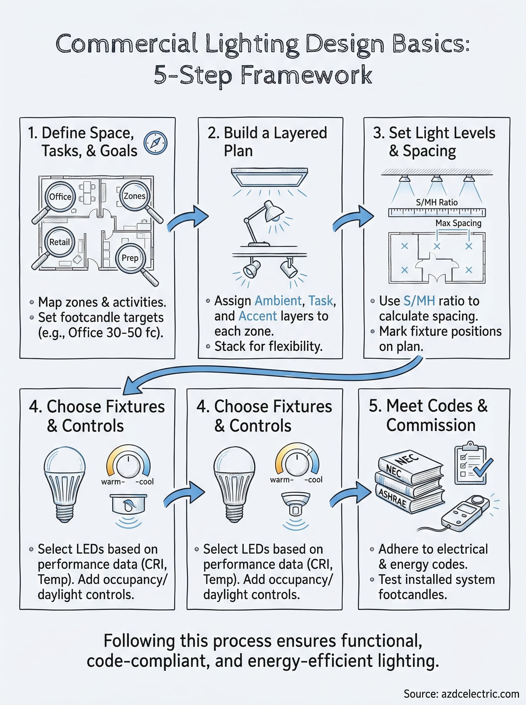 commercial lighting design basics infographic