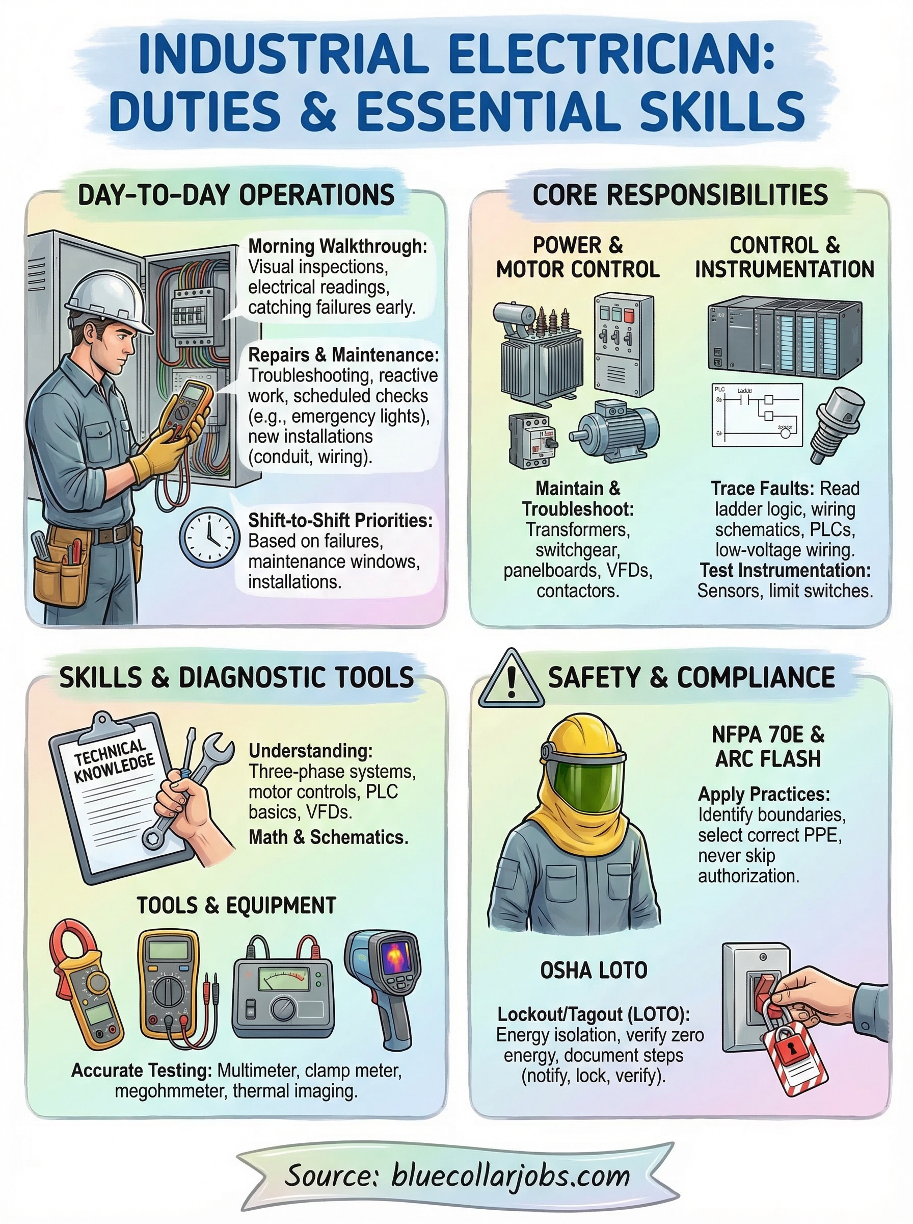 industrial electrician job responsibilities infographic