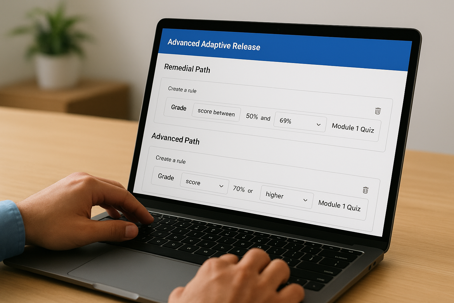 Configure separate paths for remedial and advanced learners