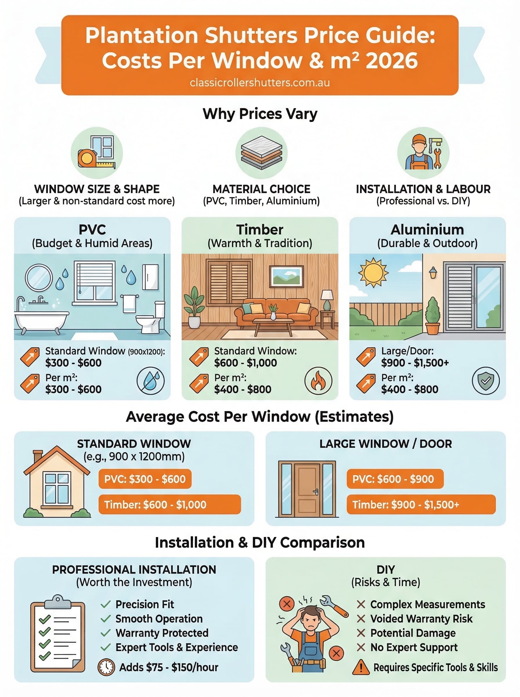 plantation shutters price guide infographic
