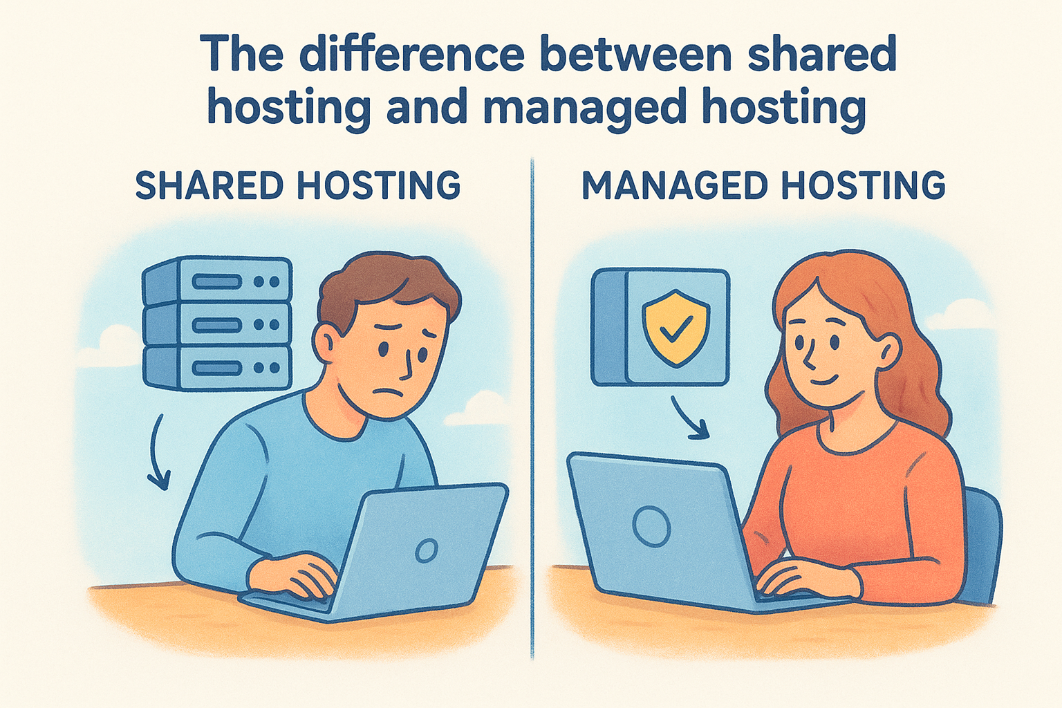 The difference between shared hosting and managed hosting