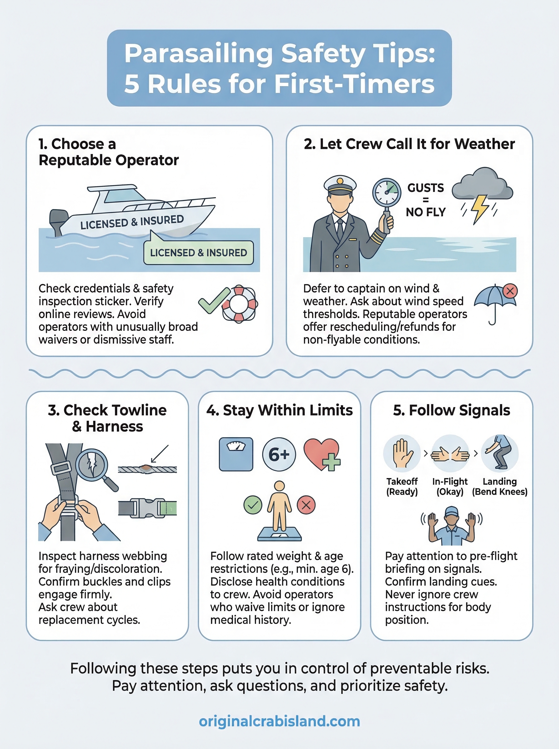 parasailing safety tips infographic